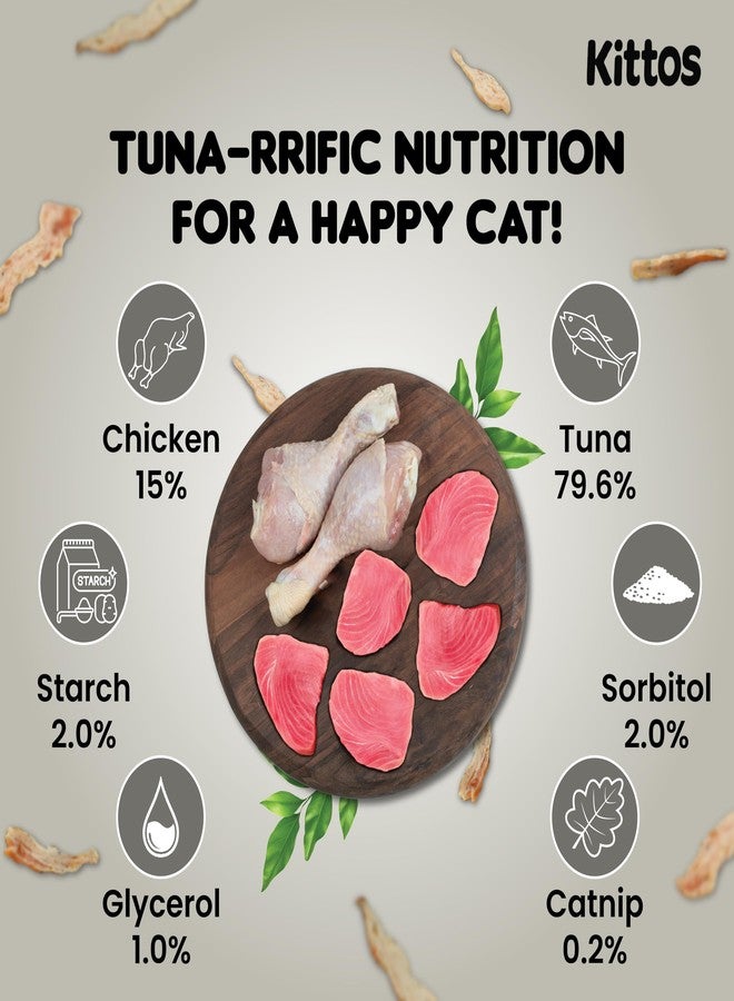 Trixie Combo of - Trixie 2 Balls on Sisal Rope Toy, 4.5 cm with 3 Pack of Kittos Tuna Jerky Strips Treats for Cats, 35 g Each - Image 2